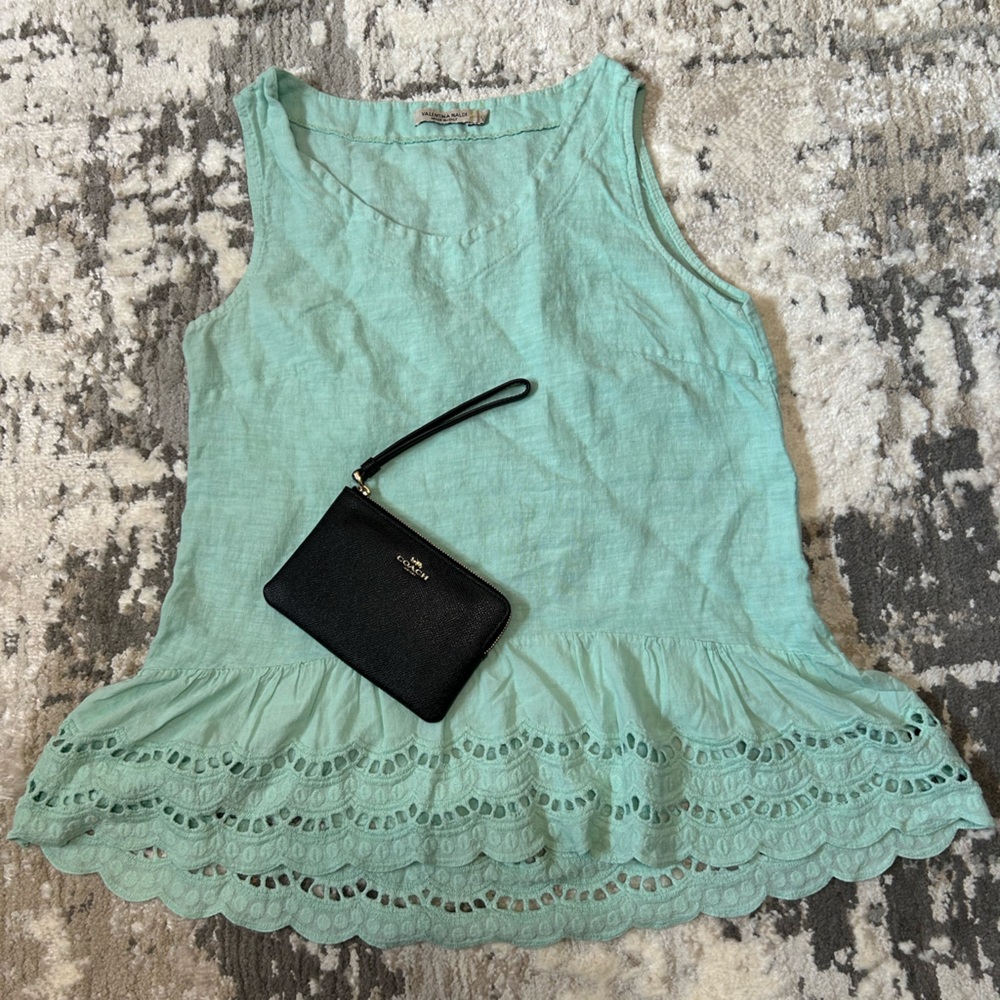 Valentina Mint Linen Blend Shell Top